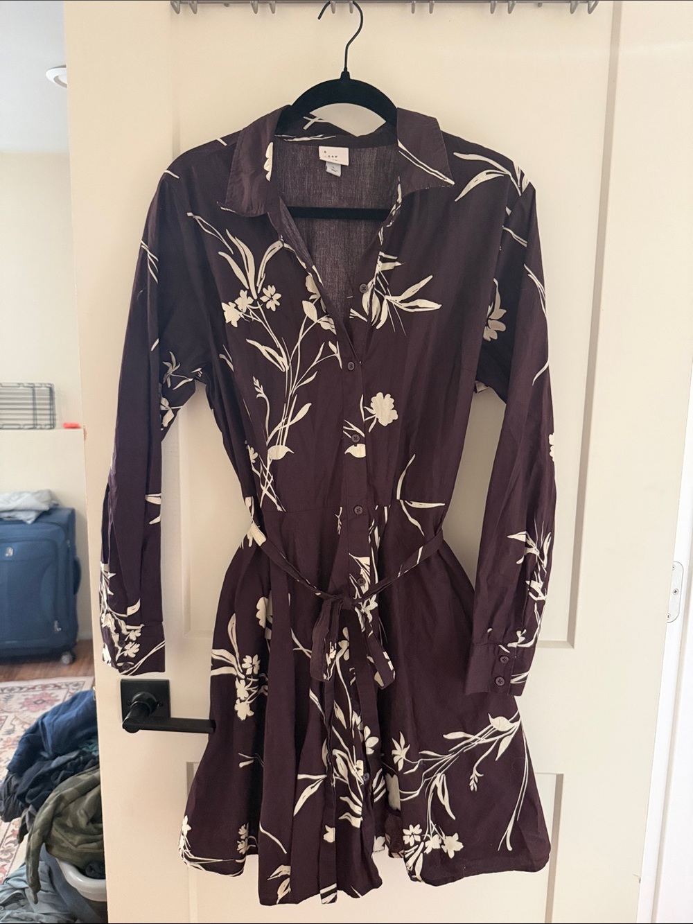 a new day Purple Floral Long-Sleeve Shirt Dress